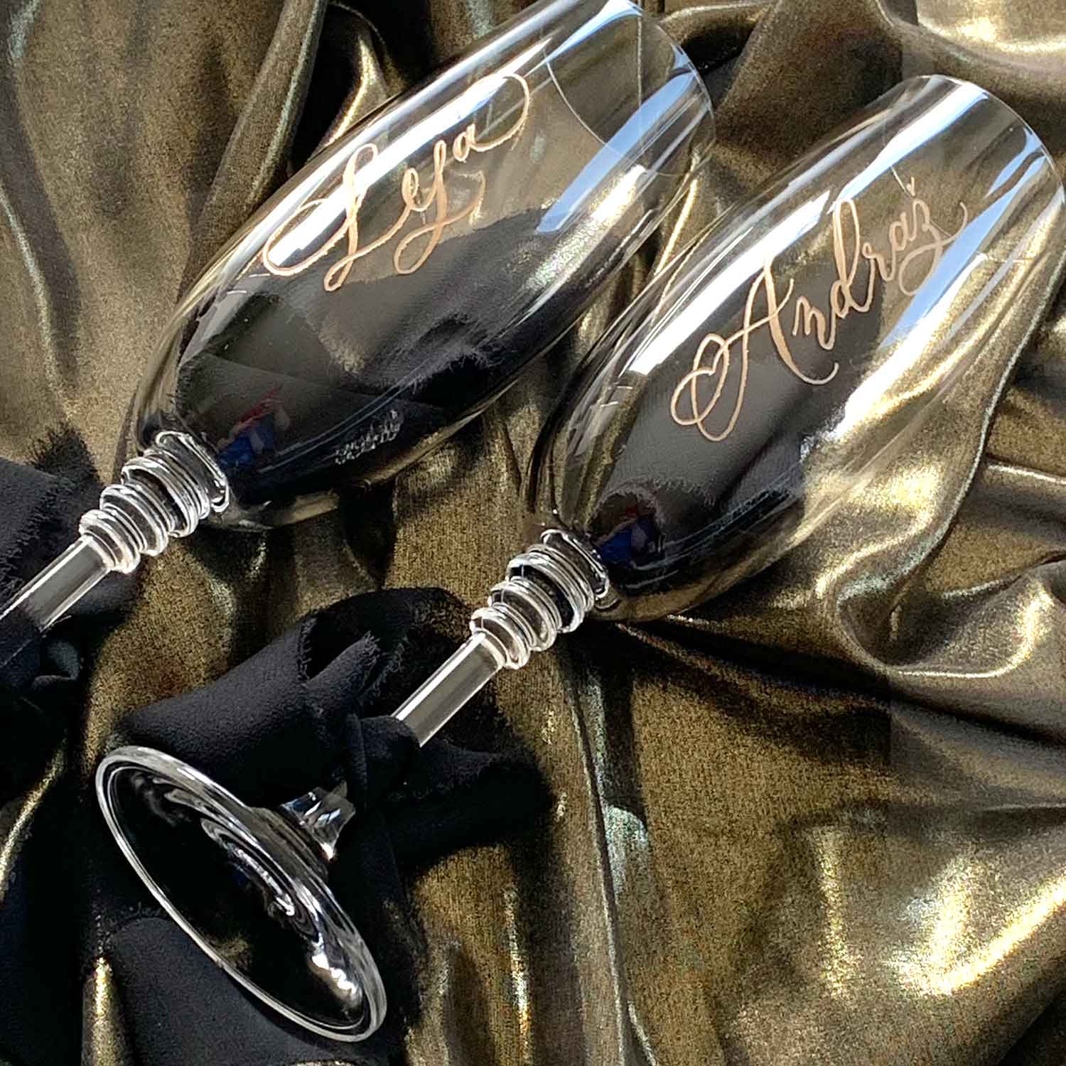 Graviranje in kaligrafija Poročni kozarci z imeni